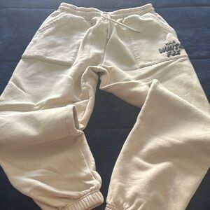 White Fox Cream Sweatpants
